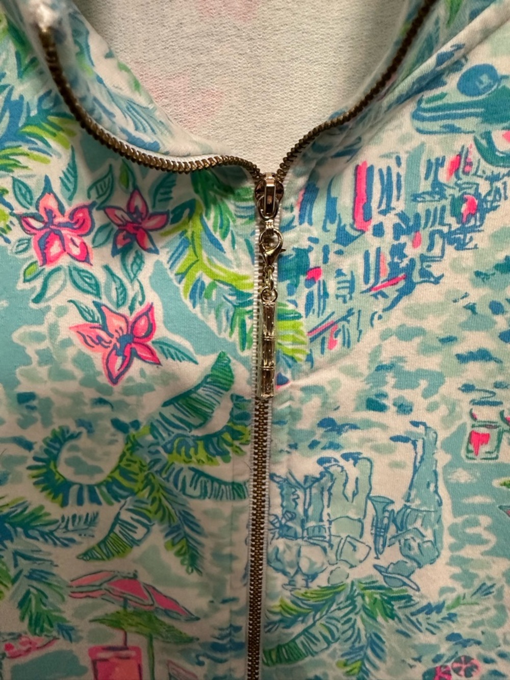Lilly Pulitzer Blue Pink Betsy Full Zip Jacket UPF 50+ “What a Lovely Place” - Picture 9 of 10